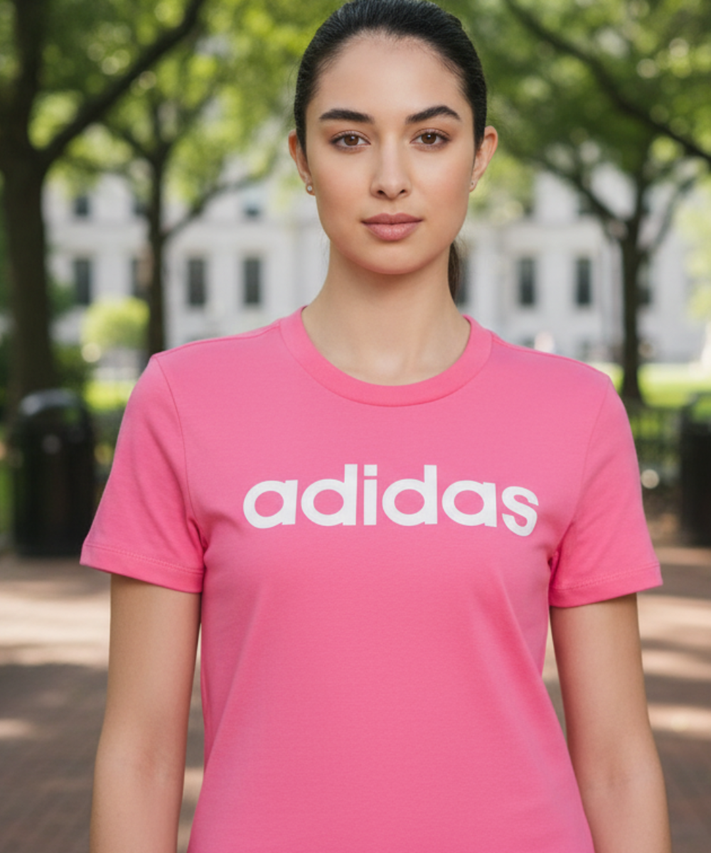 Adidas Women Cotton Solid Fitted T-Shirt